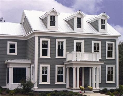 house colors with grey metal roof|gray metal roof white house.